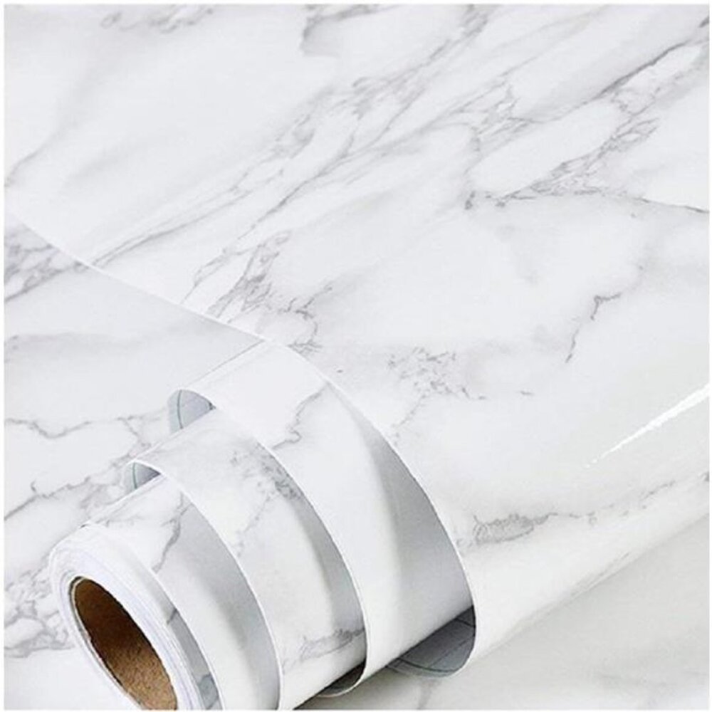 Marble Wallpaper Granite White and Grey Paper Roll 23.6" x 118"